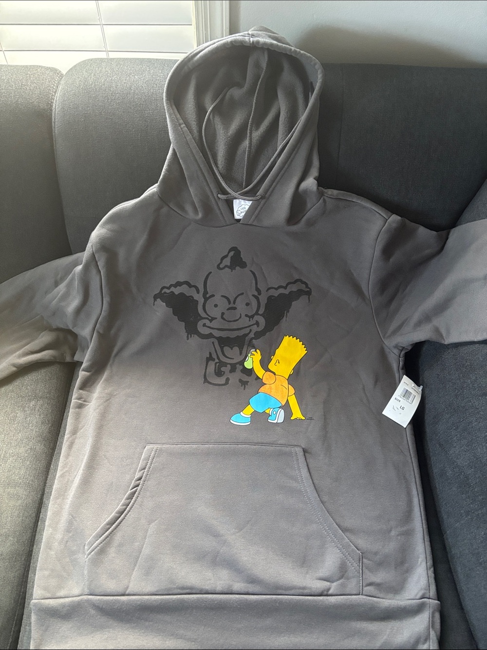 Nwt Gray Hoodie with Bart Simpson Graphic- fleece lined